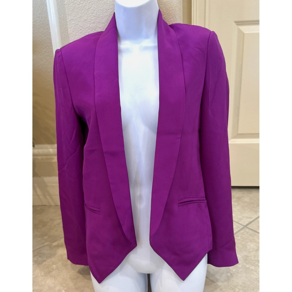 Lush Purple Open Front‎ Shawl Collar Asymmetric Hem Blazer Suit Jacket Womens